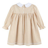 Lil Cactus Brown Gingham Pumpkin Vine Ruffle Dress
