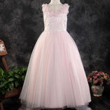Princess Daliana Pearl Back Flower Girl Dress Blush
