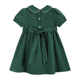 Lil Cactus Green Velvet Santa Smocked Dress