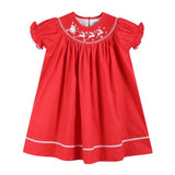 Lil Cactus Red Santa Sleigh Bishop Dress