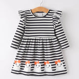 Rylee Faith Halloween Smiling Ghosts Striped Dress