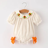 Rylee Faith Fall Thanksgiving Plaid Turkey Smocked Bubble Oatmeal