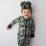 Fletch Green Distressed Camo Snoozer Romper