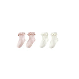 Rylee + Cru Lace Trim Socks 2 Pack Blush/Ivory