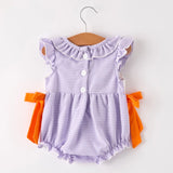 Rylee Faith Purple Gingham Spooky Smocked Halloween Bubble