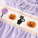 Rylee Faith Purple Gingham Spooky Smocked Halloween Bubble