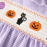 Rylee Faith Purple Gingham Spooky Smocked Halloween Dress