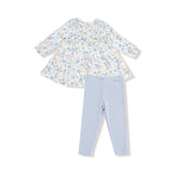 Angel Dear Sweet Rose Calico Smocked Ruffle Dress and Legging Set
