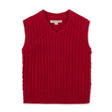 Hope & Henry Organic Cable Sweater Vest Red