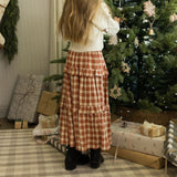 Rylee + Cru Ruffled Midi Skirt Red Plaid