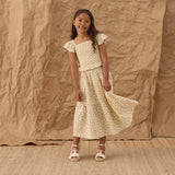 Rylee + Cru Tiered Midi Skirt Yellow Floral