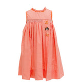 Krewe Kids Orange Gingham Spirit Trio Smocked Dress