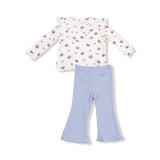 Angel Dear Footballs and Bows Waffle Top & Flare Pant Set