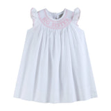 Lil Cactus White Big Sister Smocked Bishop Dress