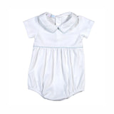 Baby Loren Baby Pima Bubble White with Blue Piping