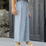 Rylee + Cru Wide Leg Pant Marine Gingham