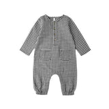 Rylee + Cru Long Sleeve Woven Jumpsuit Black Gingham