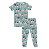 Kickee Pants Print Short Sleeve Pajama Set Jade Cows