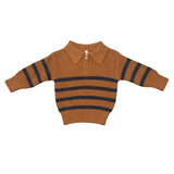 Babysprouts Boy's Striped Zip Up Sweater Nightfall/Blue Stripe